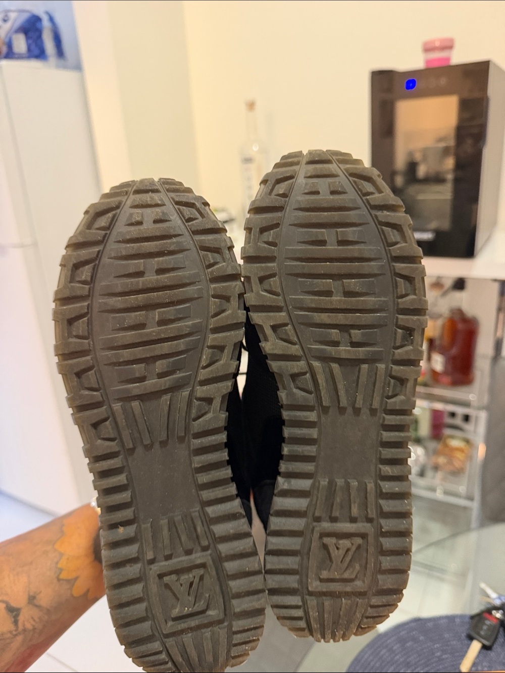 Louis Vuitton Black and Brown Monogram Trainer with Gold Accent - Picture 4 of 4